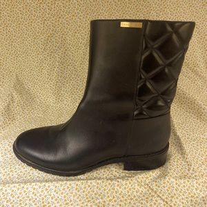 Calvin Klein Quilted Black Leather Boots, Size 7.5